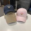 Cute Kitten Embroidered Beige Baseball Cap Women's Wide Brim Showing Face Small Peaked Cap Big Head Circumference Soft Top Versatile Hat
