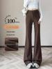 Women's 2026 Gray Petite High-Waisted Micro-Flare Yoga Sweatpants with Plus Velvet