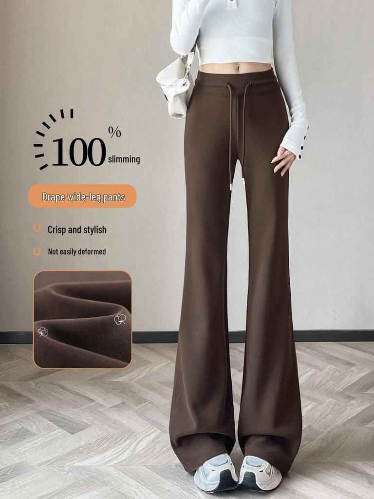 Women's 2026 Gray Petite High-Waisted Micro-Flare Yoga Sweatpants with Plus Velvet