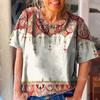 Summer Women's T-Shirts 3d Print Ethnic Style Vintage Short Sleeve Vintage Tees Casual Woman Clothing Harajuku Oversized Tops
