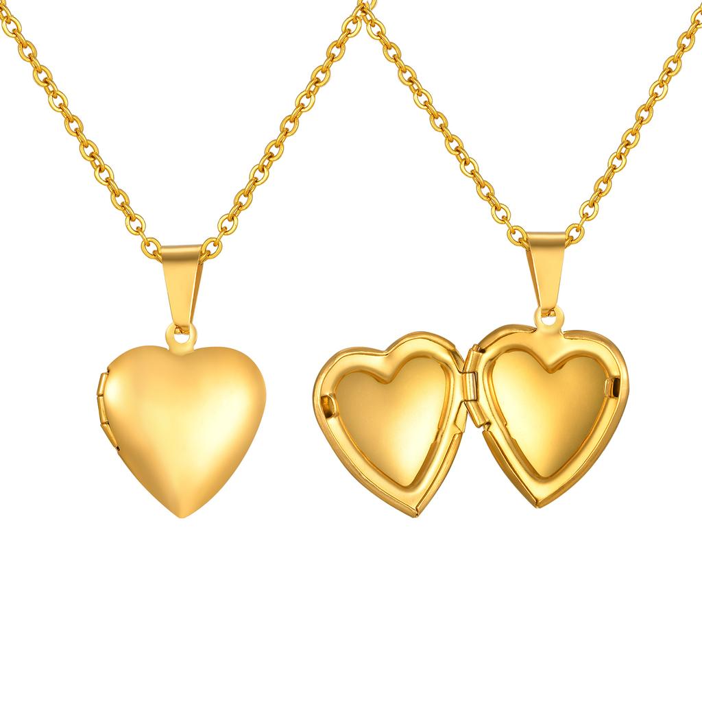 Personalized Photo Heart Pendants Necklace for Women, Vintage Flower Openable Frame Engraved Picture Locket Necklace