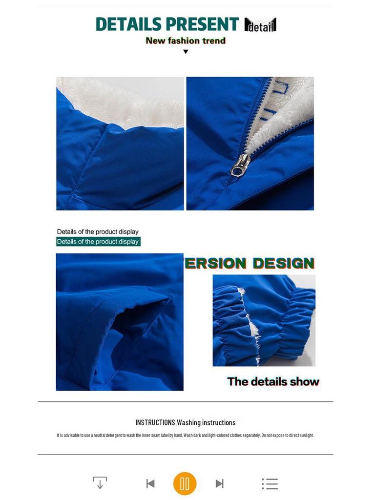 Men's Winter Double-Sided Cotton Jacket with Lambswool Lining - Unisex Warm Coat