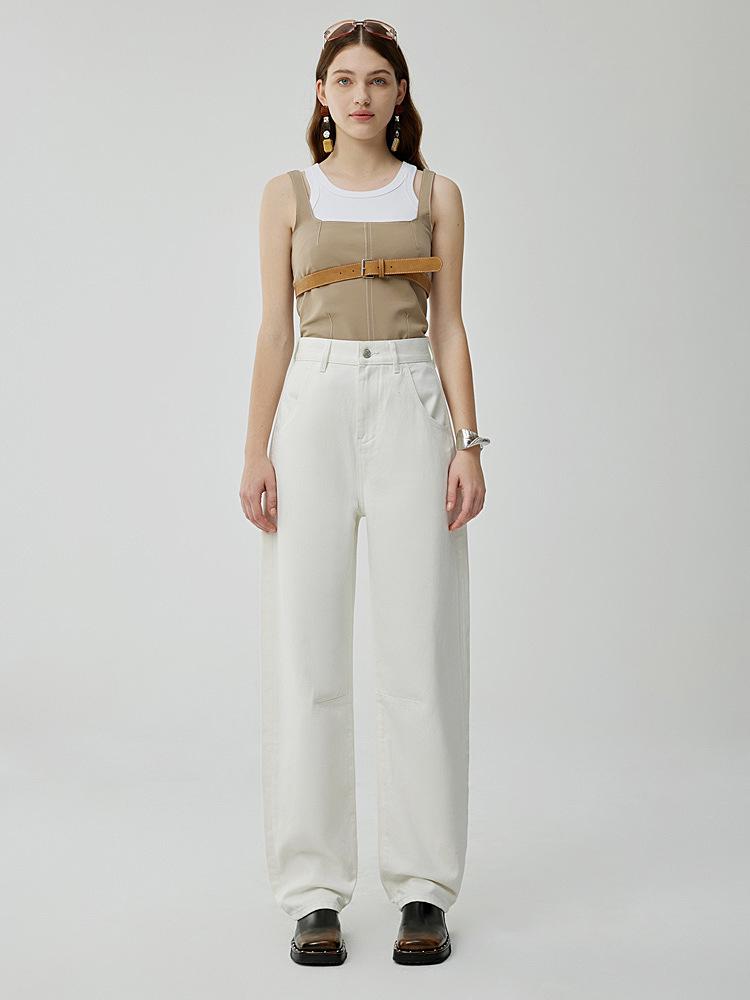 

Женские белые джинсы свободного покроя с высокой талией и широкими штанинами - весна/лето, облегающий свободный крой 26 слоновая кость/белый