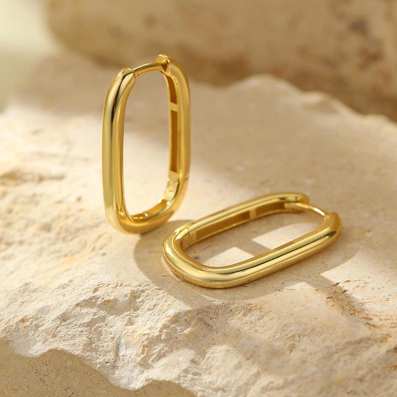 

Серьги Banyan Tree S925 Silver U-образной овальной формы для женщин в минималистичном стиле ES1554 золотой