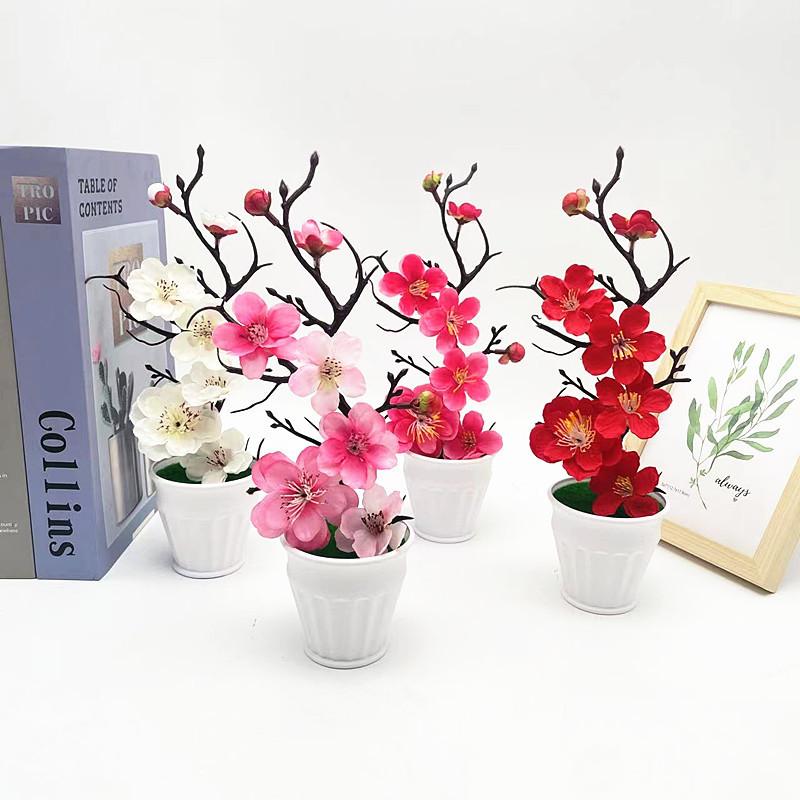 Prunus Realistic Plastic Mume Plant Bonsai Living Room And Office Decorations