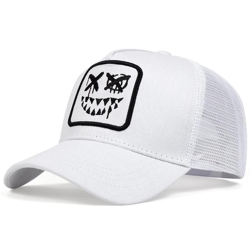 Fashion Summer Breathable Baseball Cap Hip Hop Mesh Caps Teeth Smiley Face Embroidery Dad Hats Adjustable Outdoor Sun Hats