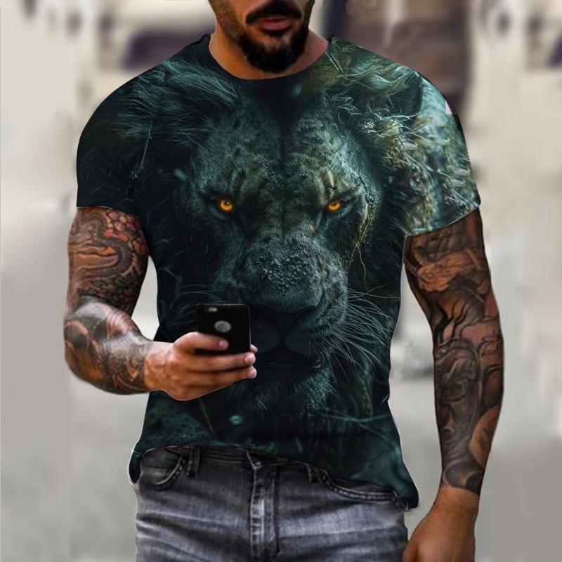 Men's T-shirt Summer Animal Lion Pattern 3D Printed Top T-shirt Summer Women's Street Clothing Fashion Shirt