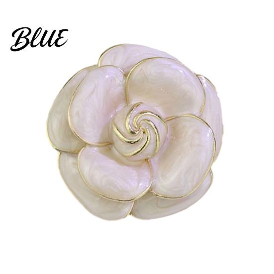 Sweater Scarf Brooch Button Camellia Shape Alloy with Glossy Glaze