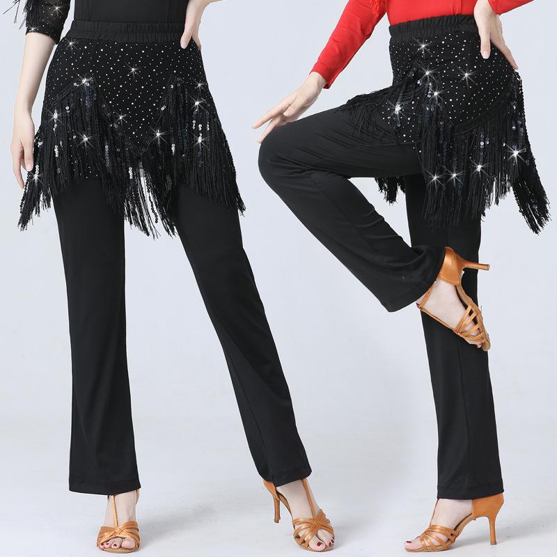 Pantalons Sexy à Franges Sequins pour Femmes Danse en Ligne Samba Latine Salsa Carré Gitba Vêtements de Danse Pantalons Scintillants