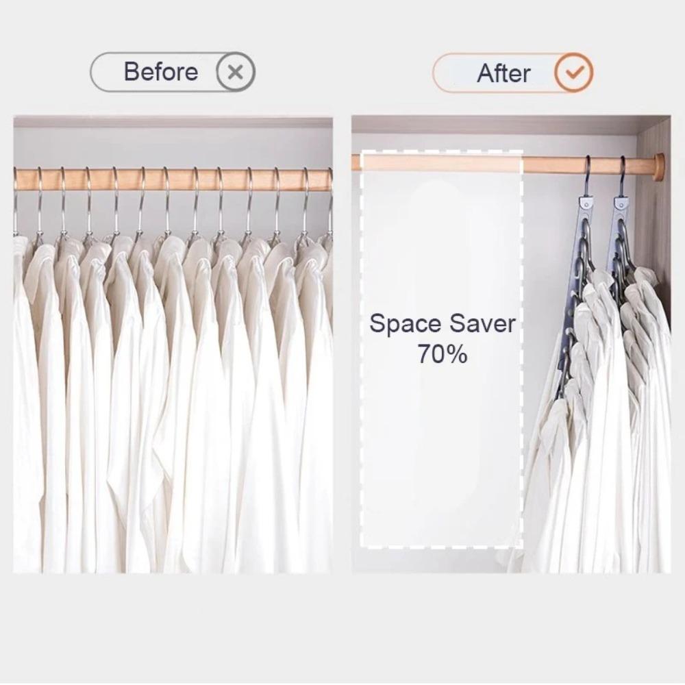 6/8 Holes Storage Rack Foldable Rotatable Wardrobe Space Saver Space Saving Design Metal Material Magic Metal Hangers