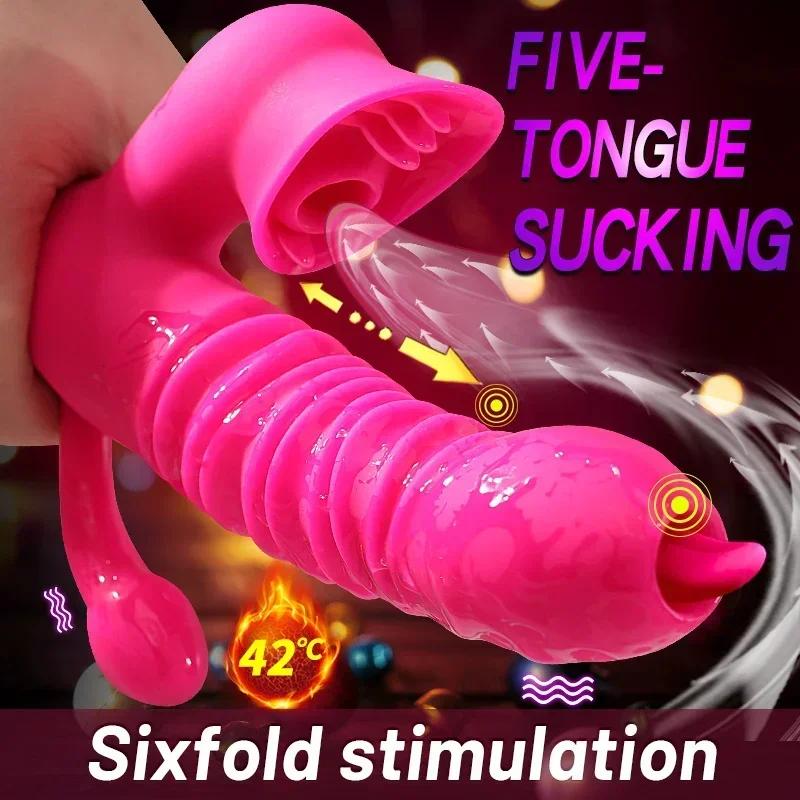 3 In 1 Vibrators Clitoris Sucking Stimulator for Women Vagina G Spot Insert Telescoping Dildo Massager Female Adults Sex Toy
