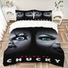 Braut Chucky Horror Print 3-teiliges Bettwäsche-Set Bettbezug mit 2 Kissenbezügen Heim-Geburtstagsgeschenk