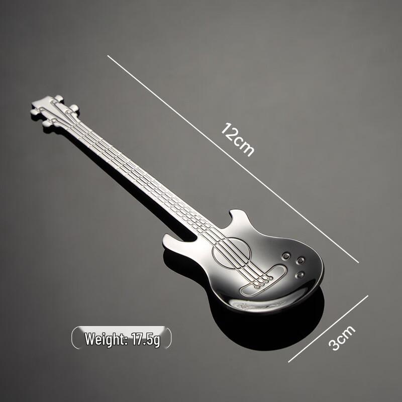 Qianxing 304 Stainless Steel Guitar Shape Coffee Stirring Spoons, 10-Piece Set