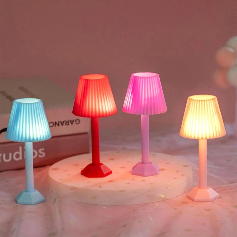 1:12 Dollhouse Miniature Led Night Light Floor Lamp Mini Desk Lamp Home Lighting Model Decor Toy Doll House Accessories