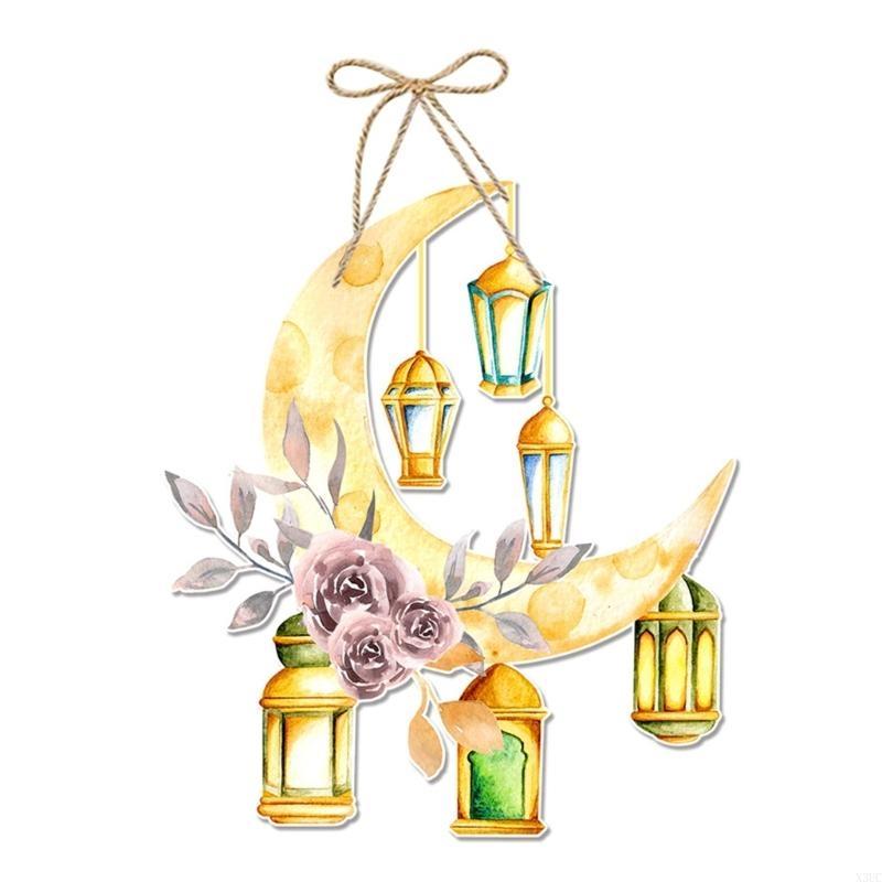 

Elegant Ramadans Themed Moon Door Hanging Sign Decoration For Home Or Classroom X3UC