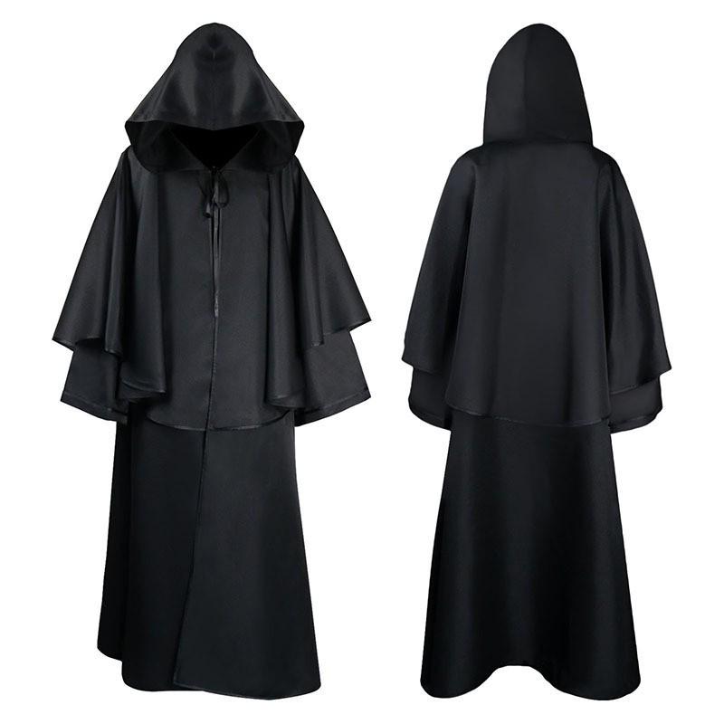 Halloween Medieval Grim Reaper Robe: Hooded Cape Costume for Children & Adults