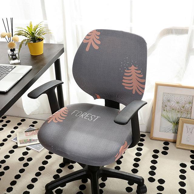 Elastic Armchair Computer Chair Cover Stretch Spandex Office Chair Slipcover Geometric Print Split Seat Covers for Living Room