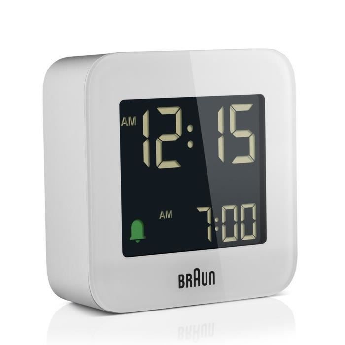 Réveil numérique - braun - bc 08 w-dcf - carré - blanc - fonction snooze