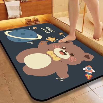 Diatom Mud Mat Toilet Cartoon Bathroom Mat Non-slip Absorbent Quick Drying Household Toilet Door Bathroom Mat