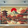 1pc Mount Fuji Japanese Scenery Tapestry - Polyester fabric, machine washable, suitable for indoor/outdoor party decoration