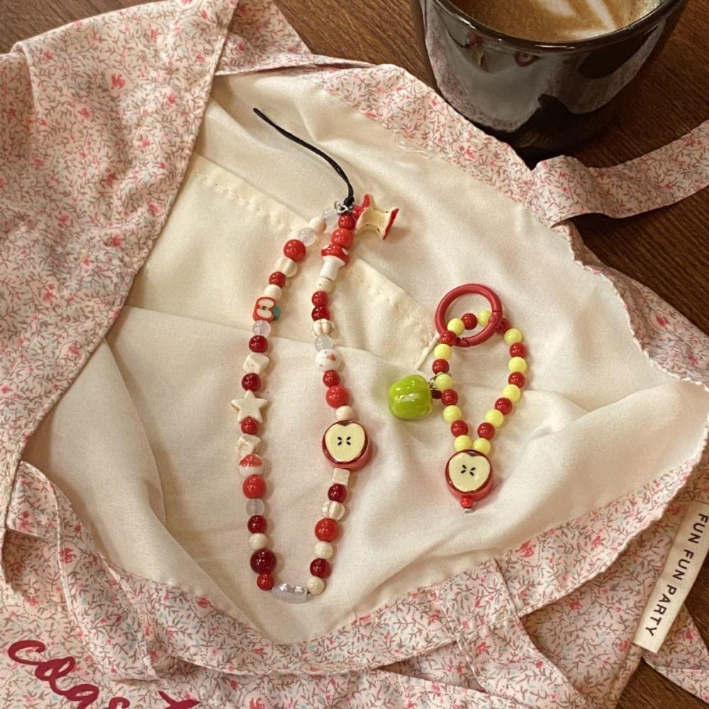 

Fruit Phone Lanyard Bow Cellphone Strap Girl Ladies Beaded Phone Chain Girls Y2K style 1
