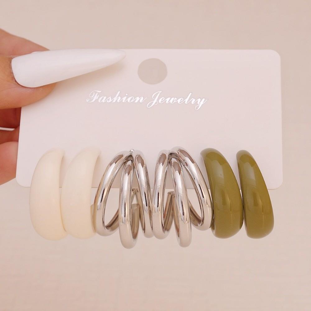 

3/6 Pairs New Round Drop Pendant Earrings C-shaped Bohemian Hoop Earring Set Gold Minimalist Dangle Earring Gifts