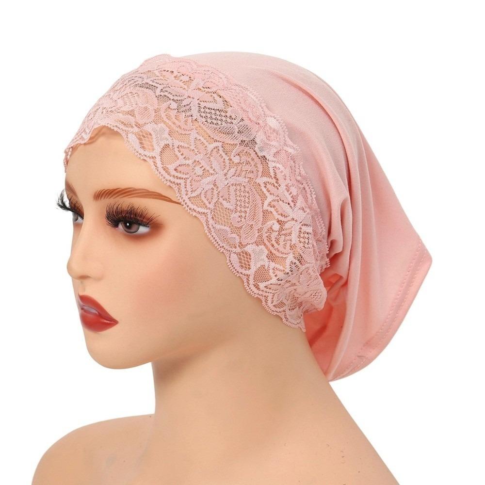 Solid Color Hijab Cap Elegant Undercap Comfortable Fit Pullover Hat  Women Headwear