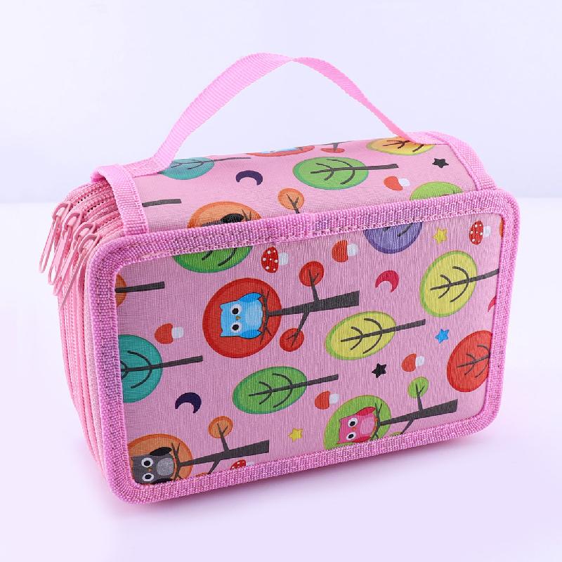 Custom 4-Layer Kawaii Canvas Pencil Case Good Selling Multifunctional School Pencil Box Fabric Multifunctional Art Pouch