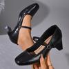 Chaussures Mary Jane à Talon Bloc 2026 Nouvelle Collection Bout Rond Ouverture Peu Profonde Polyvalentes Une Bride Antidérapantes Résistantes à l'Usure Chaussures Simples