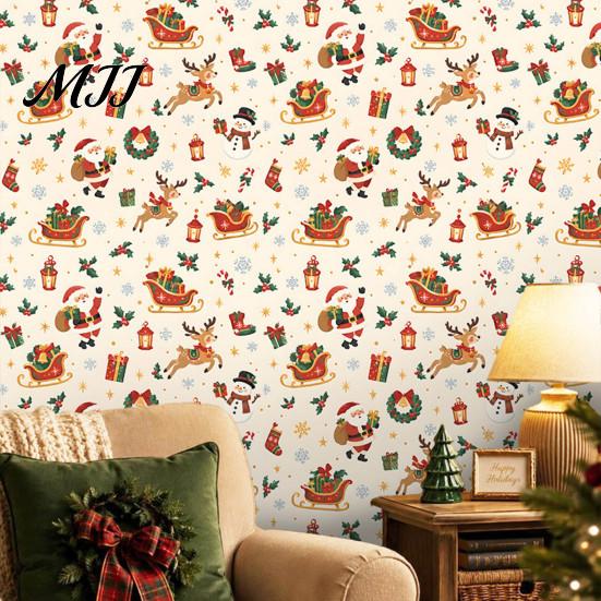 Holiday Party Backdrop Decorations Christmas Nutcracker Self-Adhesive Wall Stickers, Thick PVC Wallpaper with Ballerina, Xmas Tree & Fairy Tale