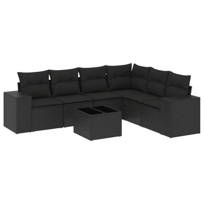 VidaXL Garden Lounge Set with Cushions 7 Pcs, Patio Sofas, Patio Furniture Set, Outdoor Furniture, Black 3222614