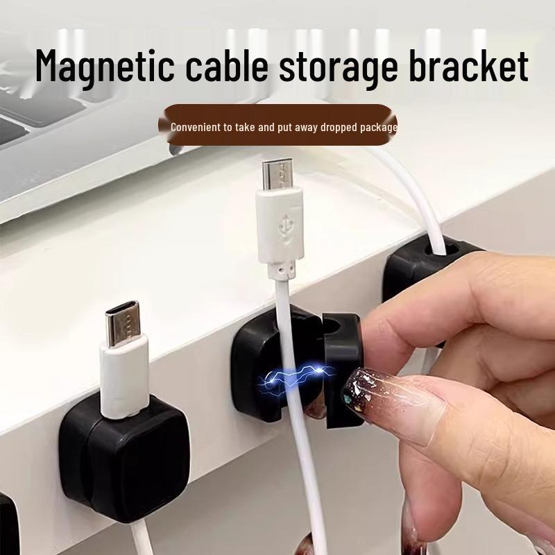 Magnetic Cable Organizer and Wall-Mounted Charging Clips for Phone and Data Cables