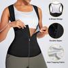 Women Sweat Vest Workout Top Fitness Running Vest Zipper Sauna Shirt Silver Coated Sweatshirt Fat Burning Exercise Sport Apparel Plus Size Gym Vest