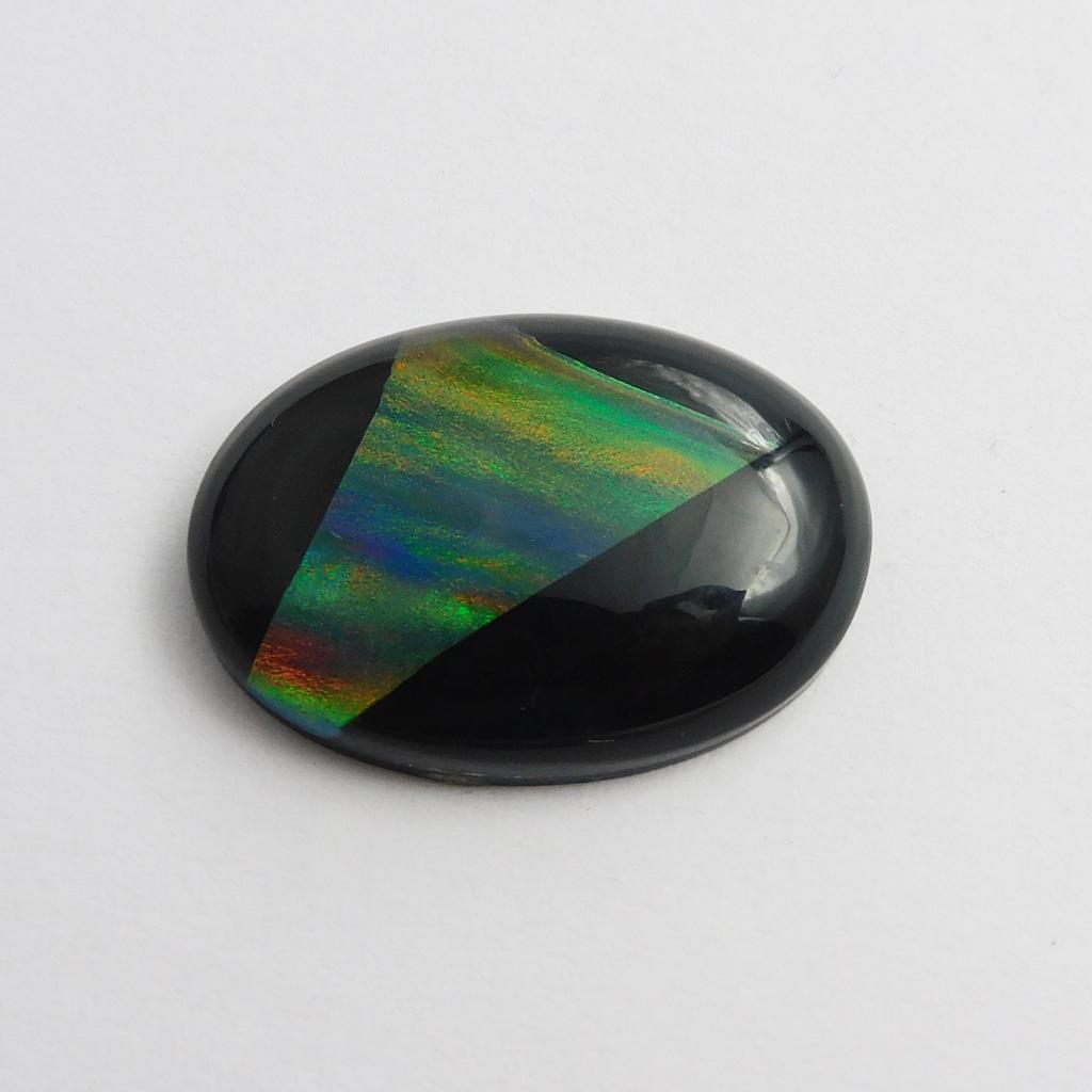 Lab-Created Opal Loose Gemstone Multi-Color Doublet Oval 17.75 ct Making for Jewelry Making Projects