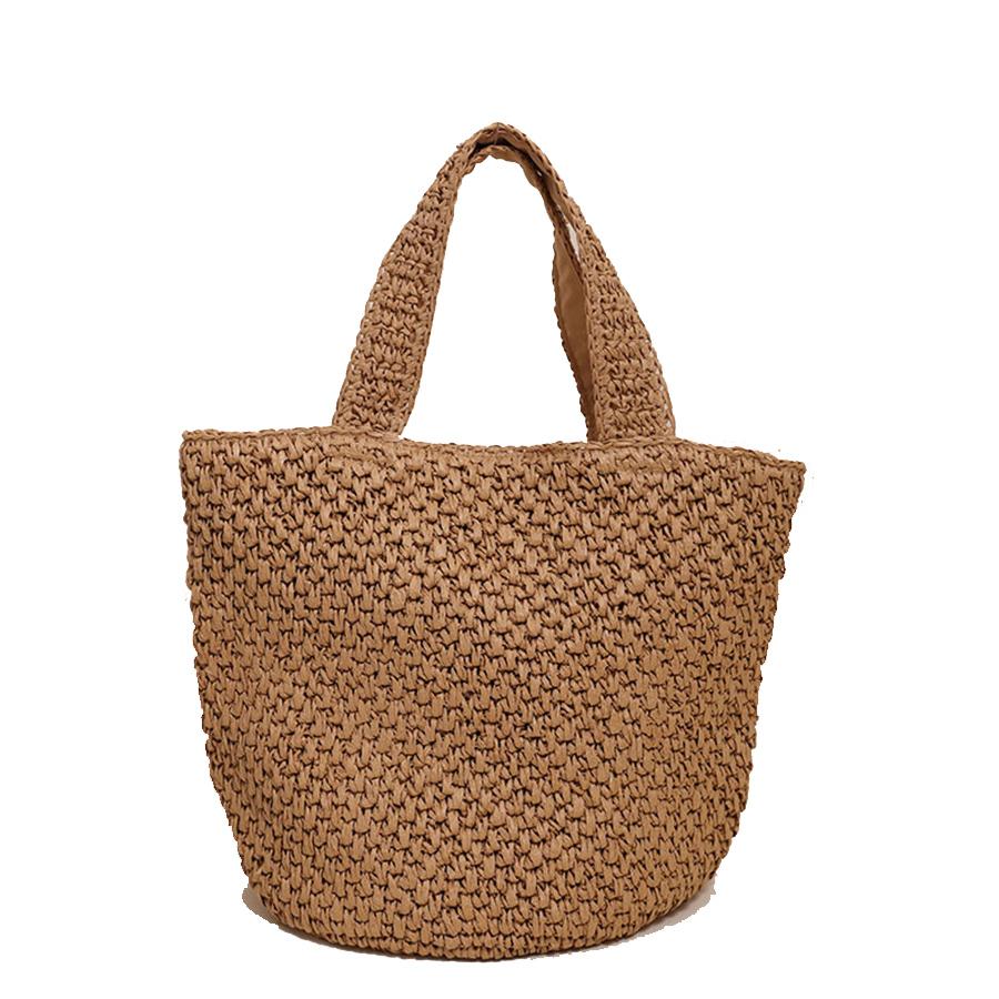 

Bohemian Summer Beach Straw Shoulder Bag Women Woven Rattan Bucket Shoulder Handbag Handmade Vacati Clutch Purse Bolso Mujer коричневый