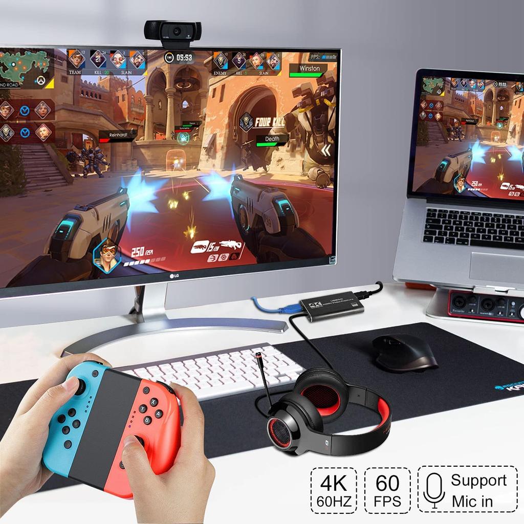 HDMI Capture Card for 4K Streaming, Full HD 1080P 60FPS, USB 3.0 Capture Card, Switch, CamLink, Game HDMI Capture Card, Audio/Video Capture Card for N
