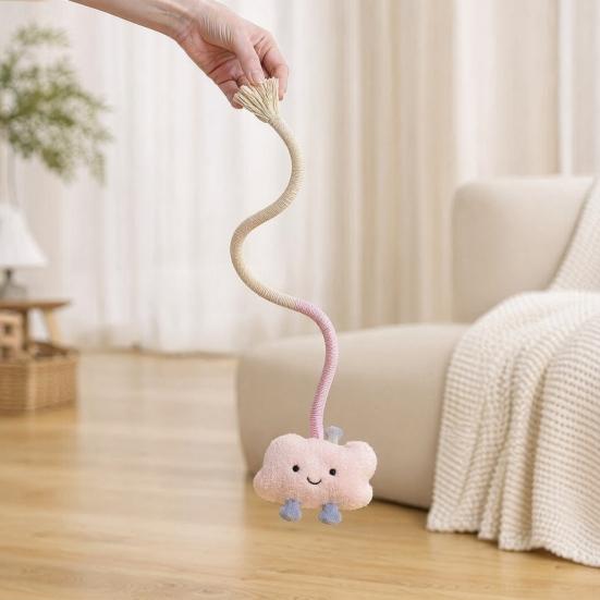 jijijing Cotton Rope Cat Toy, Silent Plush Cloud Carrot Cheese Chew Stuffed Crocodile Toy for Indoor Cats Teething Relief, Interactive Play