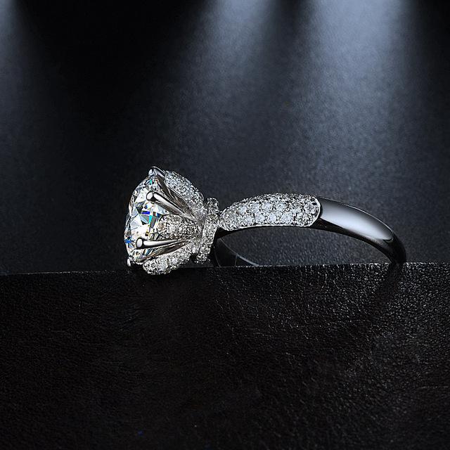 

Натуральное серебро 925 пробы 1 карат Fl с бриллиантом, женское кольцо из тонкого серебра 925 пробы, свадебные кольца с драгоценными камнями Bizuteria, коробка для девочек 5.5 белый