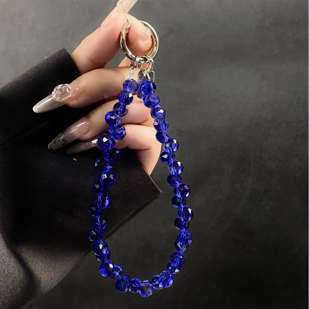 Glitter Crystal Bead Keychain Transparent Phone Lanyard Wrist Crystal Chain  for Women Girls