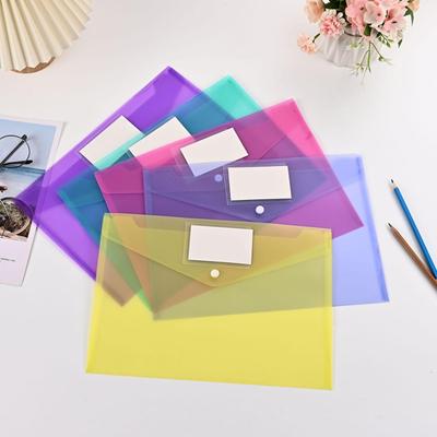 A4 Durchsichtige Druckknopf-Mappe mit Beschriftungsfeld, Personalisierbare Tasche für Schülerprüfungs- und Testarbeiten, In mehreren Farben erhältlich