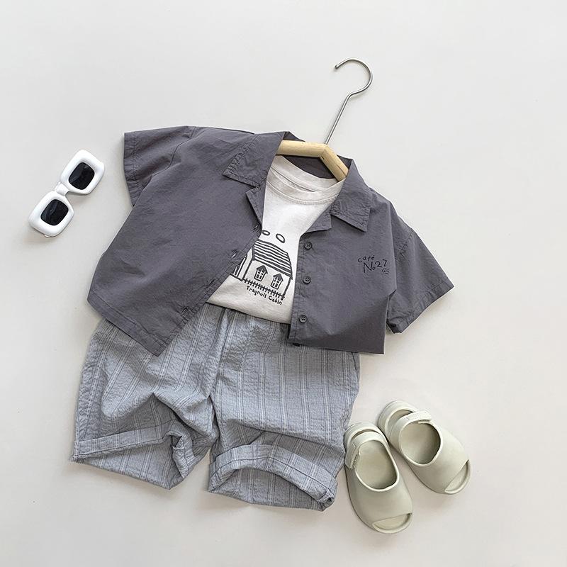Children's Thin Vertical Striped Pants Cropped Pants Boys and Women's Summer Korean Casual Pants Mosquito Proof Pants