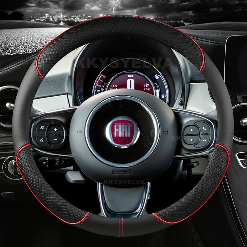 Car Steering Wheel Cover Microfiber Leather For Fiat 500 2007- 500e   500L 2014-2018 500X 2015- Auto Accessories