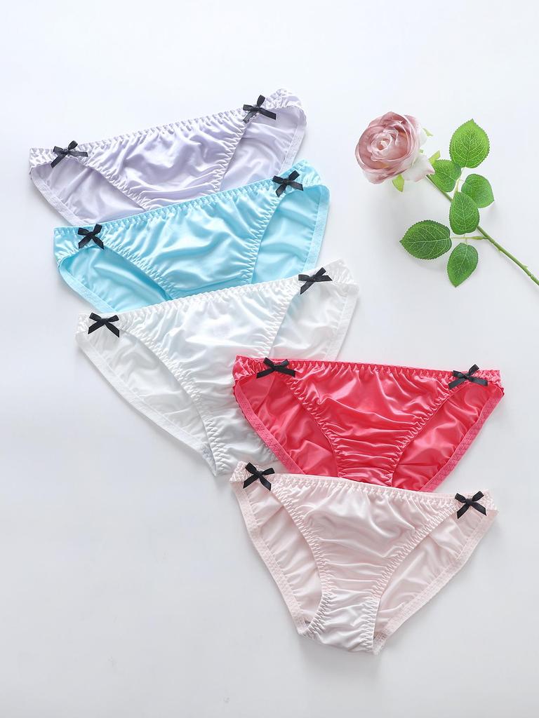 Women's Seamless Ice Silk Low-Rise Bow Underwear - Comfortable & Breathable