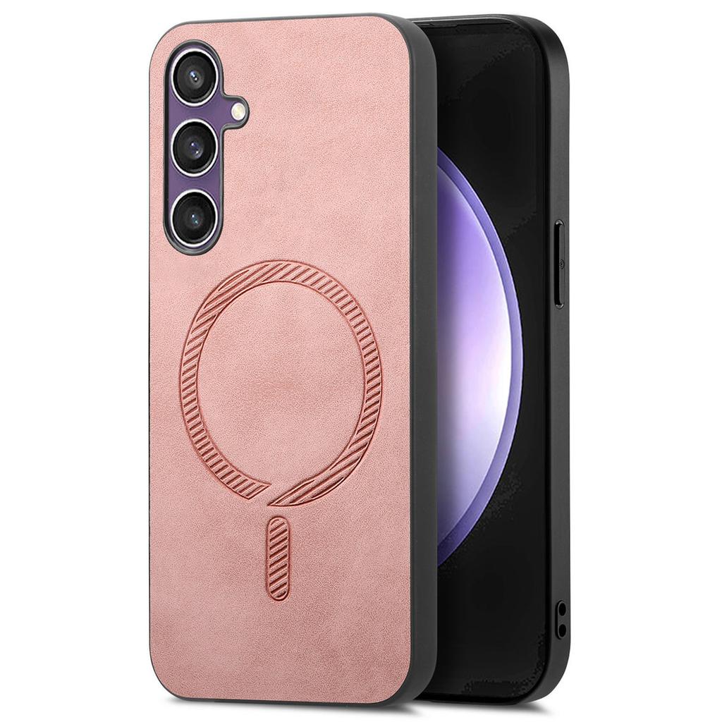 For Samsung Galaxy S23 FE Leather Back Case Compatible with MagSafe Skin-Touch Phone Cover