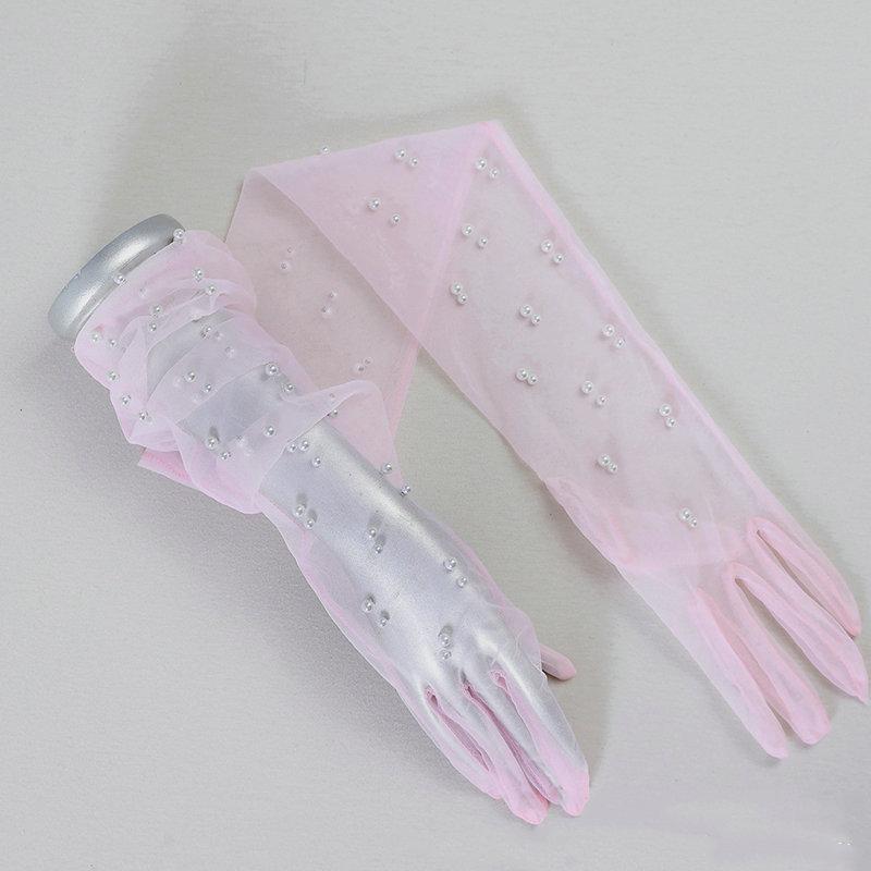 Weiße Hochzeitshandschuhe Mesh-Handschuhe Lange Handschuhe Weiße Garnhandschuhe Brauthandschuhe