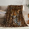 Leopard Print Flannel Throw Blanket, Realistic Leopard Face Brown Spots Print Soft Warm Cozy Blanket for Sofa Bed Bedroom Home Decor Gift