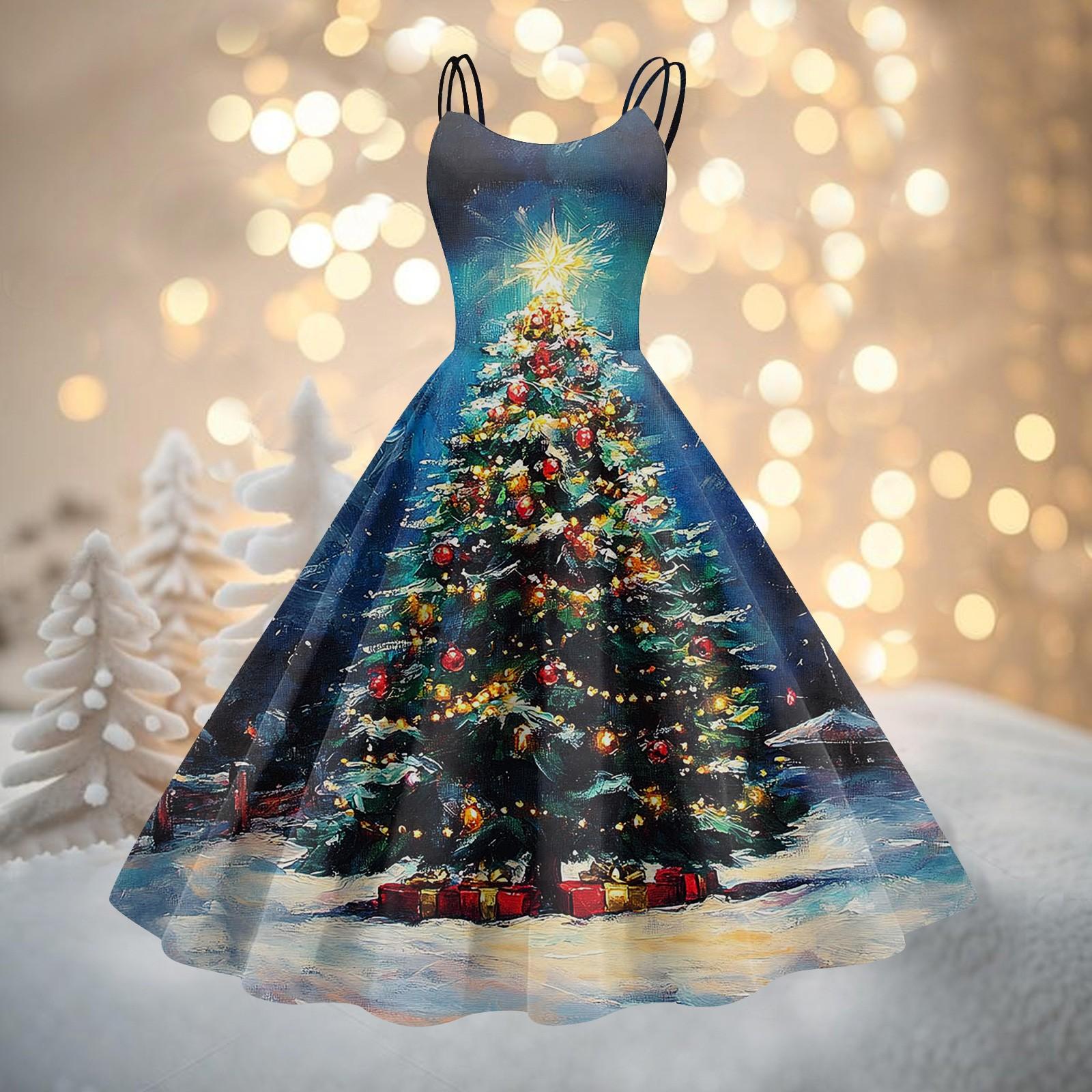 

Женское модное сексуальное коктейльное платье без бретелек с рождественским принтом в стиле панк, винтажное платье. S тёмно-синий