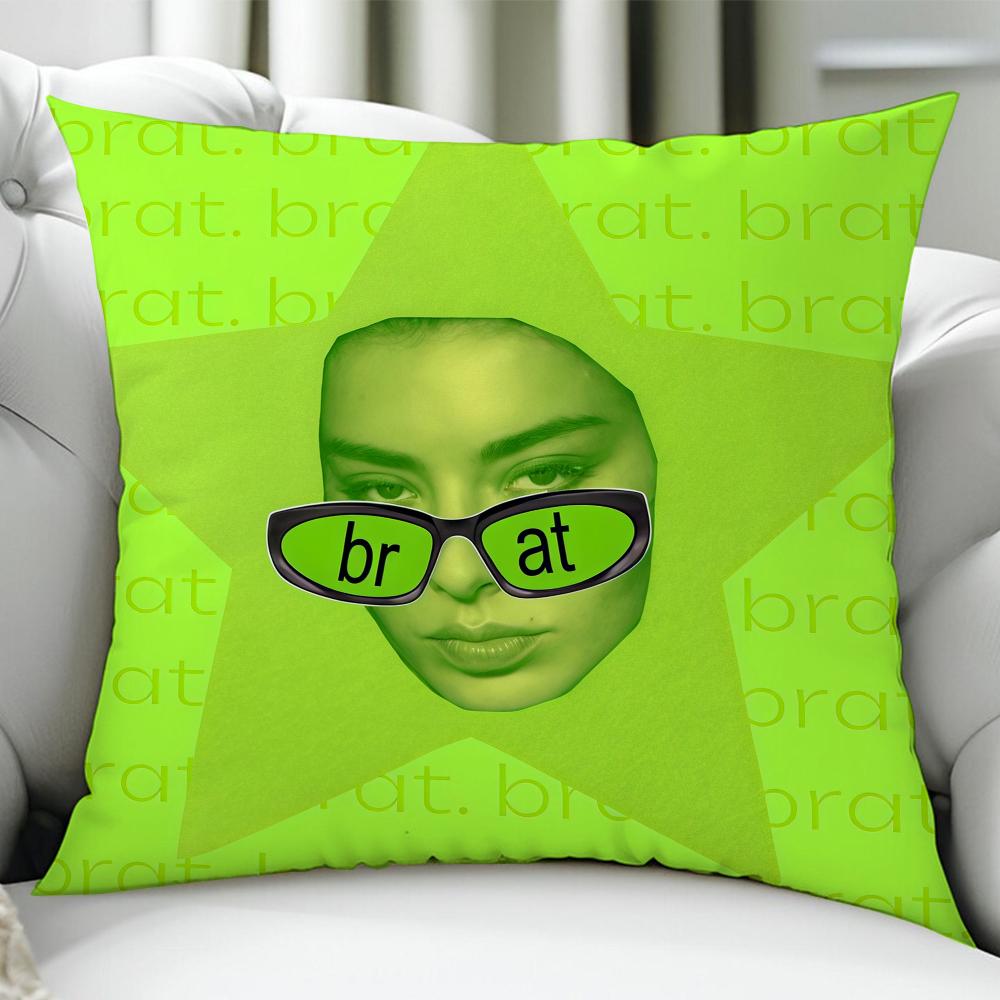 Singer CCharli XXCX Brat Cushion Cover Birthday Anniversary Gifts Double Sided Printed Zipper Cushion Cover Soft Skin Bedding