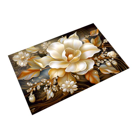 Floor Mat 3D Flower Pattern Non-Slip Rubber Backing Absorbent Quick-Drying Rug Bathroom Kitchen Laundry