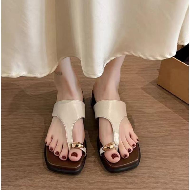 Fashion Designer Women Leather Flip-flops Retro Trend Slippers Summer Women Shoes Comfortable Beach Slippers Ladies Slides Tongs Femme